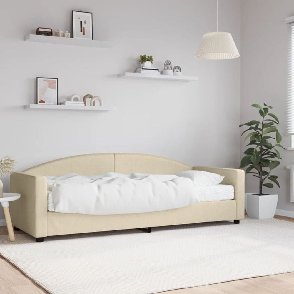 Petromila vidaXL Denná posteľ s matracom krémová 80x200 cm látka