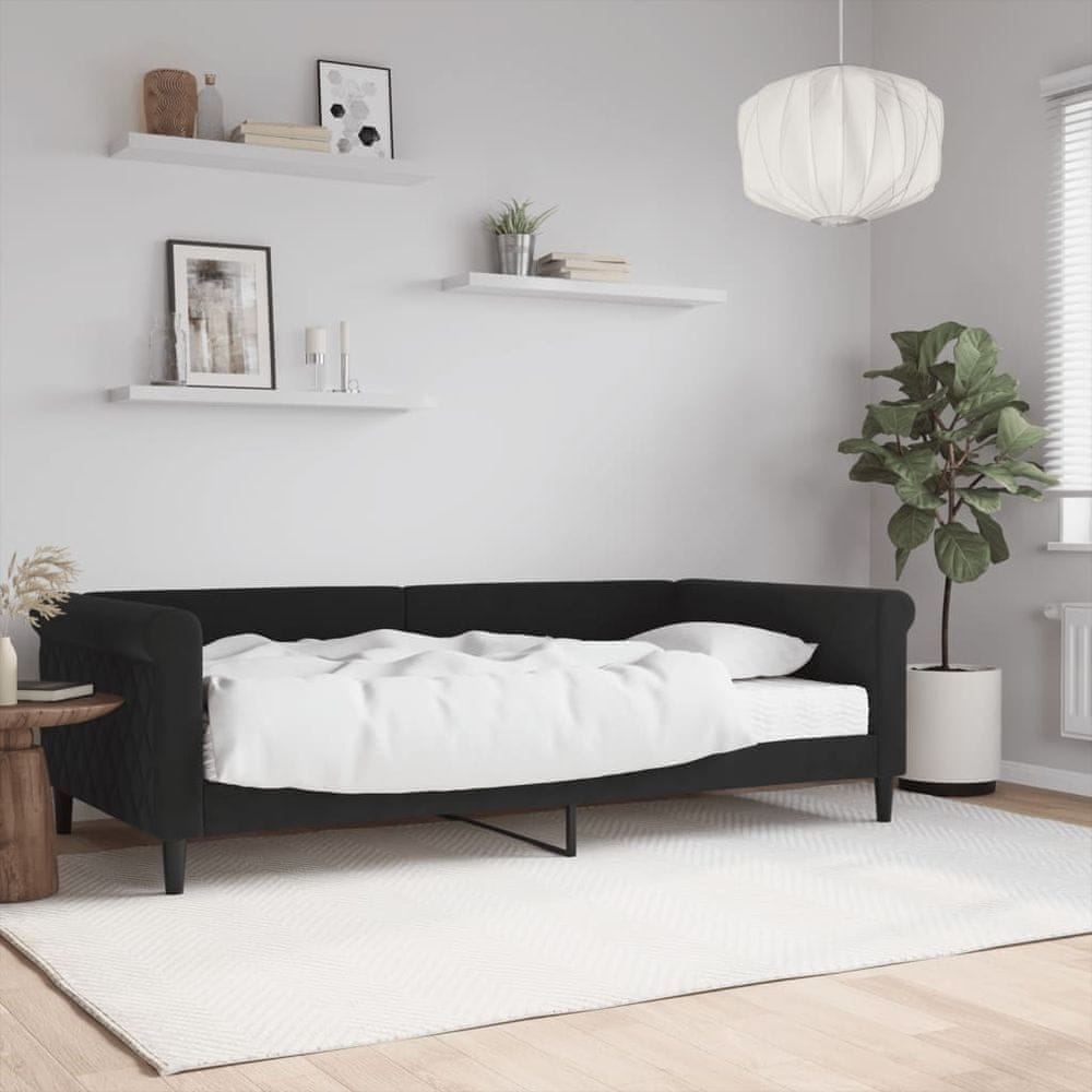Petromila vidaXL Denná posteľ s matracom čierna 100x200 cm zamat