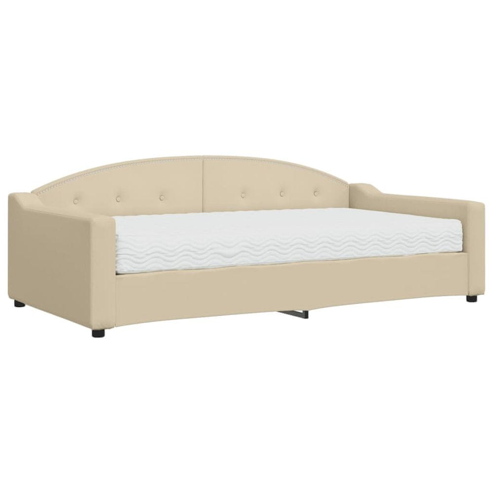 Vidaxl Denná posteľ s matracom krémová 100x200 cm látka