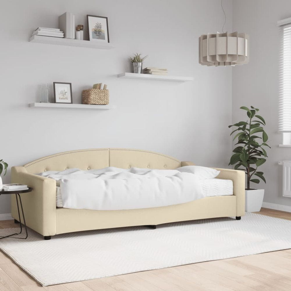 Petromila vidaXL Denná posteľ s matracom krémová 100x200 cm látka