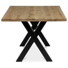 Autronic Dřevěný jídelní stůl Stůl jídelní, 200x100x75 cm,masiv dub, kovová noha ve tvaru písmene&amp;quotX&amp;quot, černý lak (DS-X200 DUB)