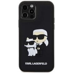 Karl Lagerfeld Kryt na mobil 3D Rubber Karl and Choupette na Apple iPhone 12/ 12 Pro - černý