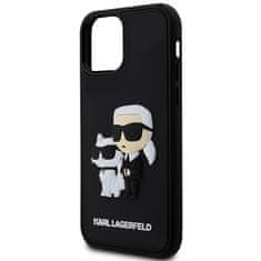 Karl Lagerfeld Kryt na mobil 3D Rubber Karl and Choupette na Apple iPhone 12/ 12 Pro - černý
