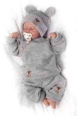 Baby Nellys Pletené kojenecké kalhoty Hand Made Baby Nellys, šedé