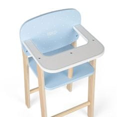 Tidlo Dřevěná židlička na krmení panenek modrá
