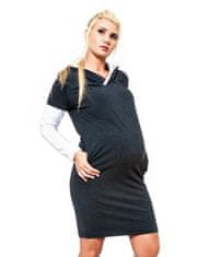 Be MaaMaa Těhotenské šaty/tunika s kapucí RIA - grafit