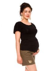 Be MaaMaa Těhotenské lněné kraťasy s růžičkou, khaki, vel. M - M (38)