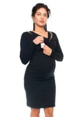 Be MaaMaa Elegantní těhotenské a kojící šaty s výšivkou - černé, vel. L