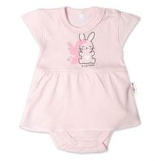 Baby Nellys Bavlněné kojenecké sukničkobody, kr. rukáv, Cute Bunny - sv. růžové, vel. 86