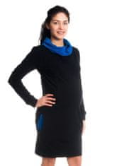 Be MaaMaa Teplákové těhotenské/kojící šaty Eline, dlouhý rukáv - černé, vel. XL
