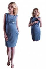 Be MaaMaa Kojící,těhotenské šaty ve sportovním stylu zdobené jemnou mašličkou - jeans, vel. XXL