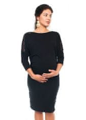 Be MaaMaa Elegantní těhotenské šaty s krajkou - černé, vel. S