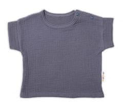 Baby Nellys 2-dílná mušelínová soupravička, tričko + kraťasky BOY, granát, vel. 62