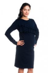Be MaaMaa Těhotenské/kojící šaty s volánkem, dlouhý rukáv - granátové