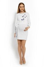 Be MaaMaa Elegantní těhotenské šaty, tunika s výšivkou a stuhou, XXL - bílé (kojící)