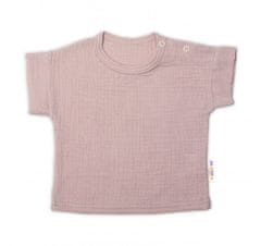 Baby Nellys 2-dílná mušelínová soupravička, tričko + kraťasky BOY, béžová