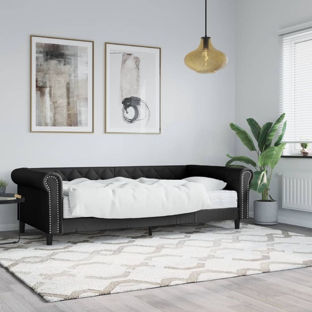 Petromila vidaXL Denná posteľ s matracom čierna 90x200 cm umelá koža