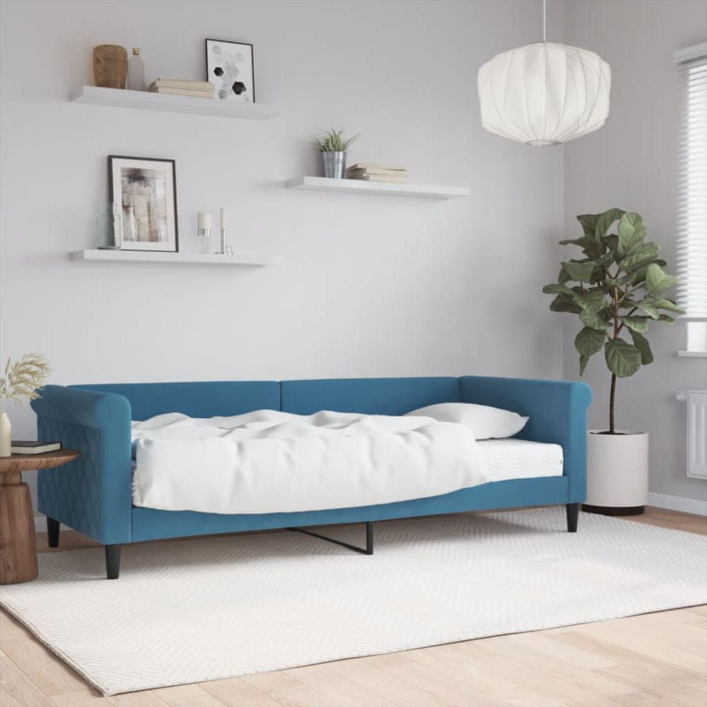 Petromila vidaXL Denná posteľ s matracom modrá 80x200 cm zamat