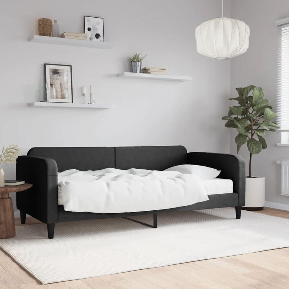 Petromila vidaXL Denná posteľ s matracom čierna 90x200 cm látka