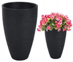 Koopman Čierny plastový okrúhly kvetináč 46x32 cm