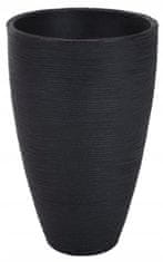 Koopman Čierny plastový okrúhly kvetináč 46x32 cm