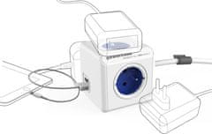 PowerCube EXTENDED USB prodlužovací přívod 1,5m - 4 zásuvka, modrá