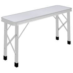 Vidaxl Skladací kempingový stôl s 2 lavicami biely hliníkový