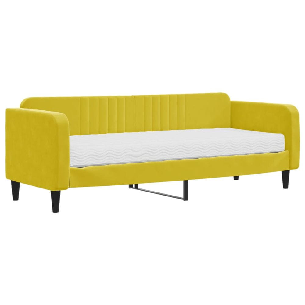 Vidaxl Denná posteľ s matracom žltá 80x200 cm zamat