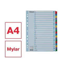 Esselte Zosilnené registre "Mylar", mix farieb, kartón, A4, A-Z 100166