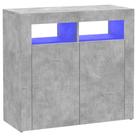 Vidaxl Komoda s LED svetlami betónová sivá 80x35x75 cm