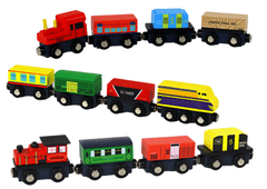 Mamido Drevená lokomotíva s vagónikmi na magnety 12 kusov