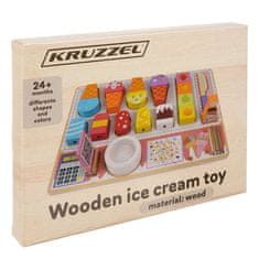 Kruzzel Hračka usporiadavač sada drevený obchod zmrzlina WOODEN ICE CREAM TOY