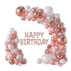 Netscroll 123-dielna sada balónov, HappyBday, ružovo zlatá