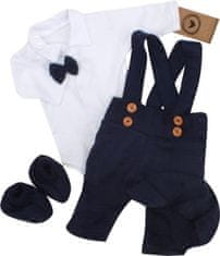 Z&Z Z&Z 5-dílná pletená sada Boy, body, kalhoty, čepička, motýlek, botičky, granát - 68 (3-6m)