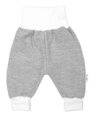 Baby Nellys 3-dílná souprava Hand made, pletený kabátek, kalhoty a botičky, šedá - 68 (3-6m)