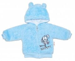 Baby Nellys Zimní kabátek chlupáčková bundička s kapucí Cute Bunny Baby Nellys - modrá - 56 (1-2m)