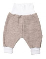 Baby Nellys 3-dílná souprava Hand made, pletený kabátek, kalhoty a botičky, béžová, vel.68 - 62 (2-3m)