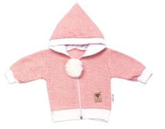 Baby Nellys 3-dílná souprava Hand made, pletený kabátek, kalhoty a botičky, růžová