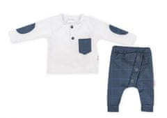 Baby Nellys 2-dílná sada Robert, tričko s dl. rukávem, kalhoty Baggy - modré kárko,vel. 98 - 98 (2-3r)