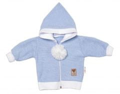 Baby Nellys 3-dílná souprava Hand made, pletený kabátek, kalhoty a botičky, modrá
