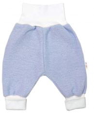 Baby Nellys 3-dílná souprava Hand made, pletený kabátek, kalhoty a botičky, modrá