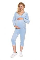 Be MaaMaa Těhotenské, kojící velurové pyžamo 3/4 - modré, vel. S/M - S/M