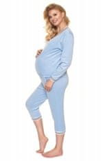 Be MaaMaa Těhotenské, kojící velurové pyžamo 3/4 - modré, vel. S/M - S/M