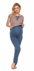 Be MaaMaa Těhotenské, kojící pyžamo s kr. rukávem - cappuccino/jeans, vel. XXL - XXL (44)