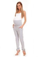 Be MaaMaa Těhotenské, bavlněné kalhoty/tepláky s pružným pásem - šedé - L/XL
