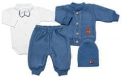 Baby Nellys 5-dílná pletená sada Baby Nellys, Boy, body, kalhoty, svetr, čepička, motýlek - modrá - 80 (9-12m)