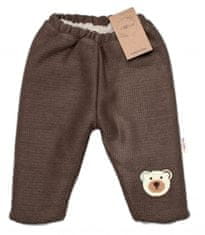Baby Nellys Oteplené pletené kalhoty Teddy Bear, Baby Nellys, dvouvrstvé, hnědé - 80-86 (12-18m)