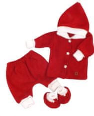 Z&Z Z&Z 3-dílná pletená souprava, kabátek, kalhoty a botičky Baby Santa, červená, vel. 74