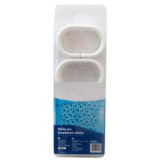 Háčik pre kúpeľňový záves plastový, BÍ (12ks)