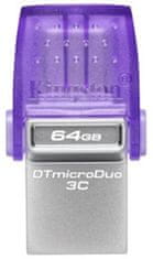 Kingston DataTraveler microDuo 3C, 64GB (DTDUO3CG3/64GB), fialová